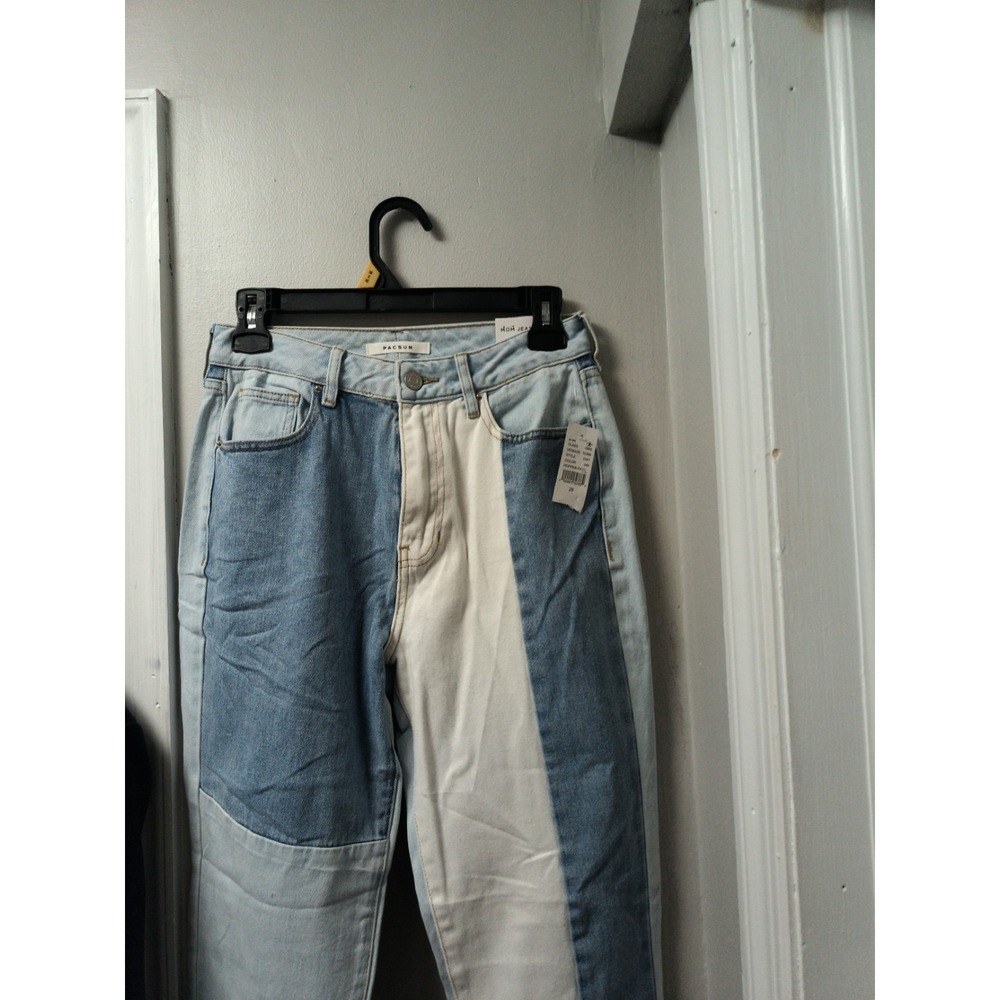 Pacsun Colorblock  High Rise Mom Jeans Straight Leg Blue 26 Y2K 80s New NWT